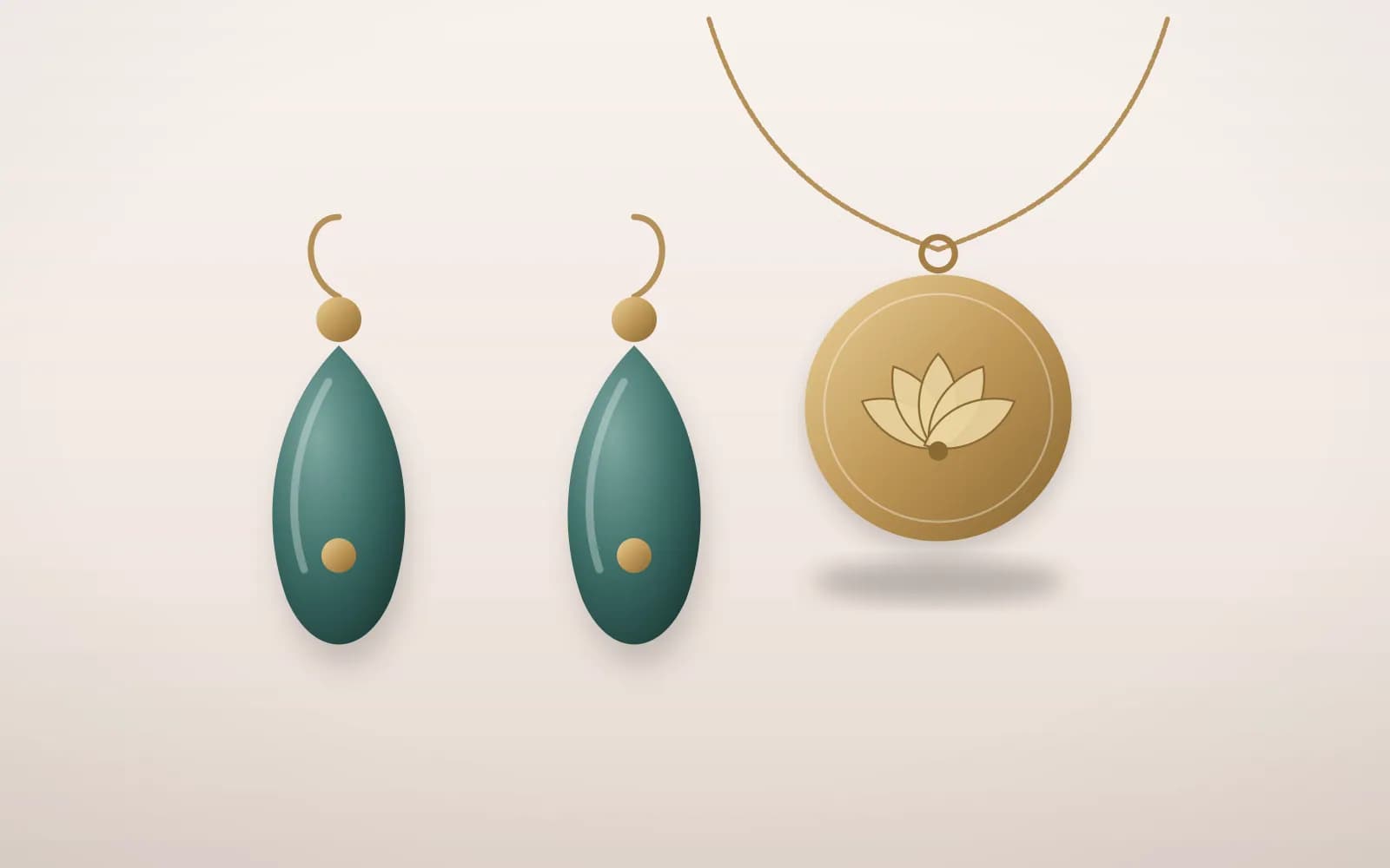 Demo illustration of malas and a small brass diya on a shelf